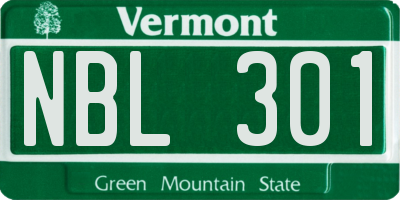 VT license plate NBL301