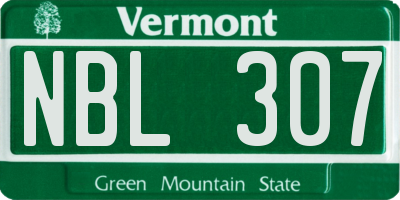 VT license plate NBL307