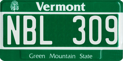 VT license plate NBL309