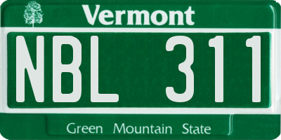 VT license plate NBL311