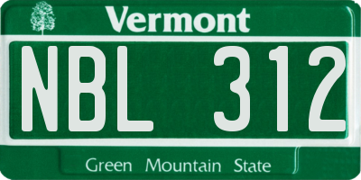 VT license plate NBL312