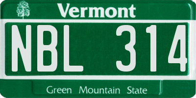 VT license plate NBL314