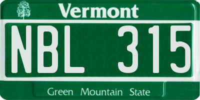 VT license plate NBL315