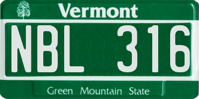 VT license plate NBL316