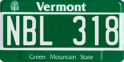 VT license plate NBL318