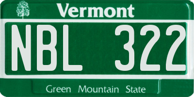 VT license plate NBL322