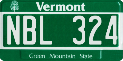 VT license plate NBL324