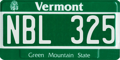 VT license plate NBL325