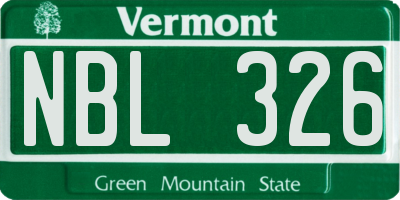 VT license plate NBL326