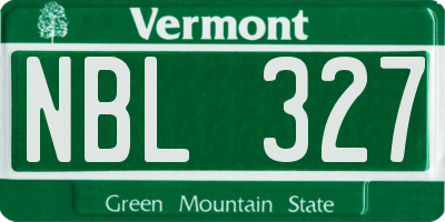 VT license plate NBL327