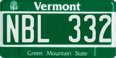VT license plate NBL332