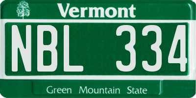 VT license plate NBL334