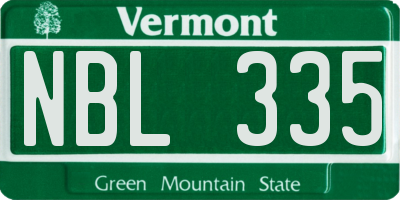 VT license plate NBL335