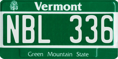 VT license plate NBL336