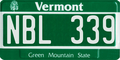 VT license plate NBL339