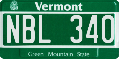 VT license plate NBL340