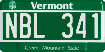 VT license plate NBL341