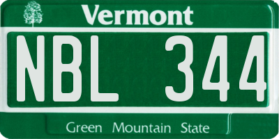 VT license plate NBL344