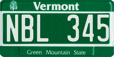 VT license plate NBL345