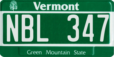 VT license plate NBL347