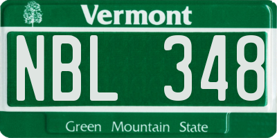 VT license plate NBL348