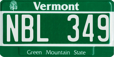 VT license plate NBL349