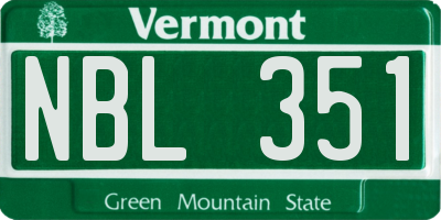 VT license plate NBL351