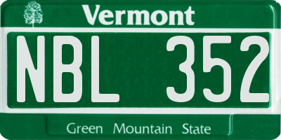 VT license plate NBL352