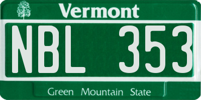 VT license plate NBL353