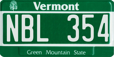 VT license plate NBL354