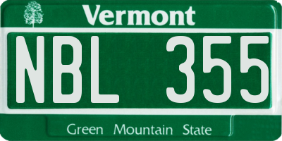 VT license plate NBL355