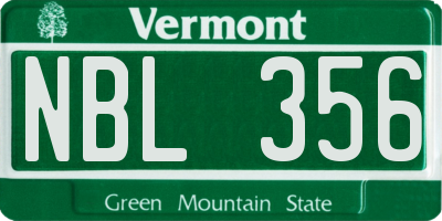 VT license plate NBL356