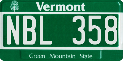 VT license plate NBL358