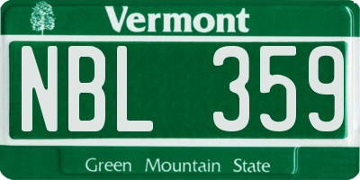 VT license plate NBL359