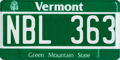 VT license plate NBL363