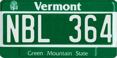 VT license plate NBL364