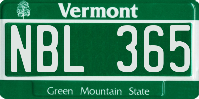 VT license plate NBL365