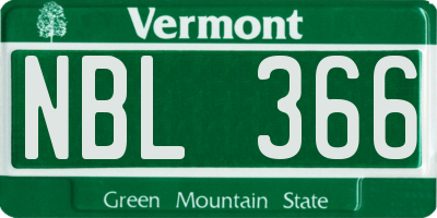 VT license plate NBL366