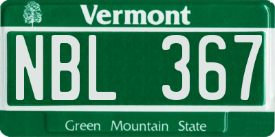 VT license plate NBL367