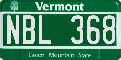 VT license plate NBL368