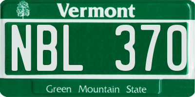 VT license plate NBL370