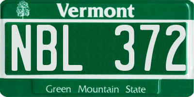 VT license plate NBL372
