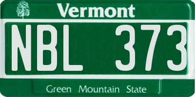 VT license plate NBL373