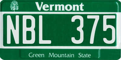VT license plate NBL375