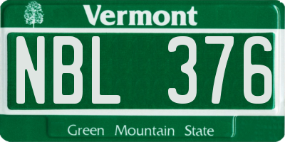 VT license plate NBL376