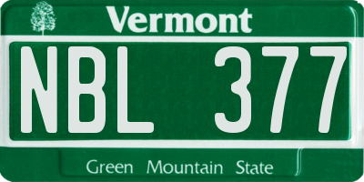 VT license plate NBL377