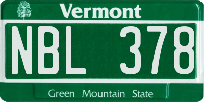 VT license plate NBL378