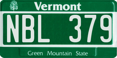 VT license plate NBL379