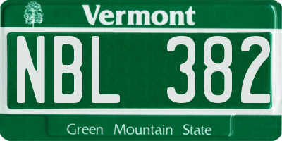 VT license plate NBL382