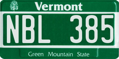 VT license plate NBL385